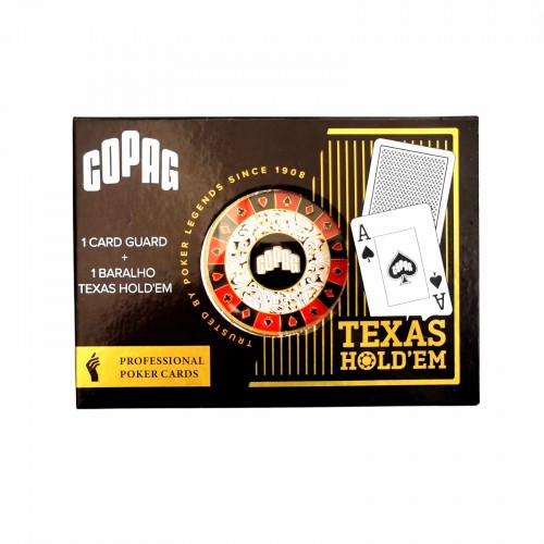 Set poker Copag Texas Hold'em, profesional, 1 pachet carti de joc 100% plastic, jeton metalic dealer