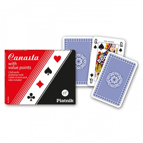 Set de 2 pachete de carti de joc Piatnik, Canasta, cu value points inscriptionate pe carti