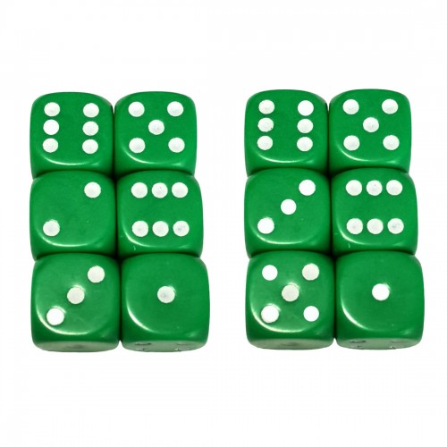 Set 12 zaruri de 12 mm, verzi, de calitate, plastic opac