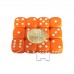 Set 12 zaruri de 12 mm, portocalii, de calitate, plastic opac